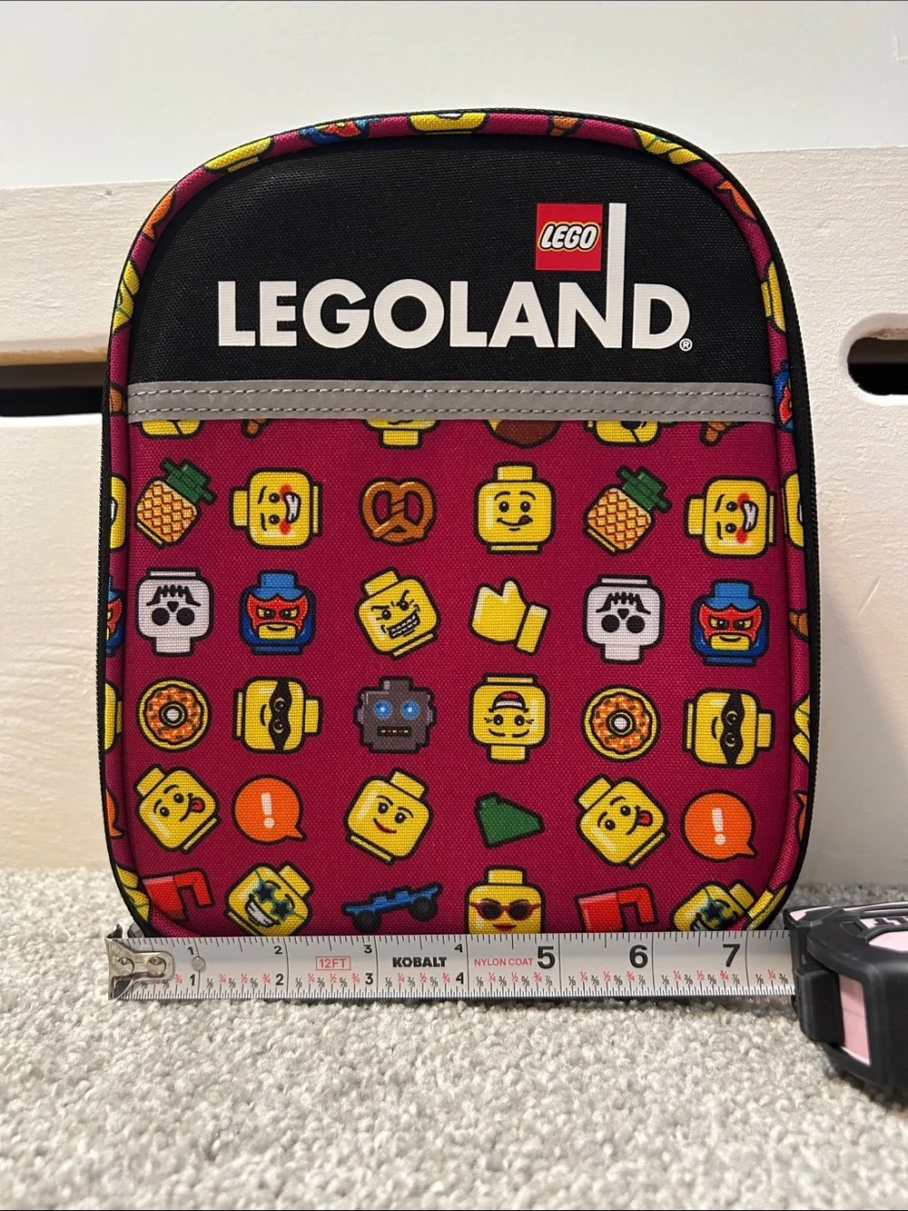 LEGOLAND magenta insulated lunch bag  with zipper closure